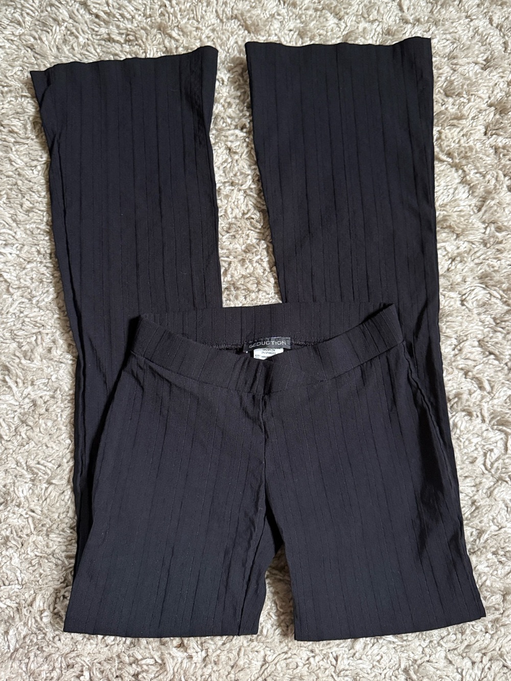 Seduction Y2K Black Ribbed Flare Bootcut Pants - Size 00